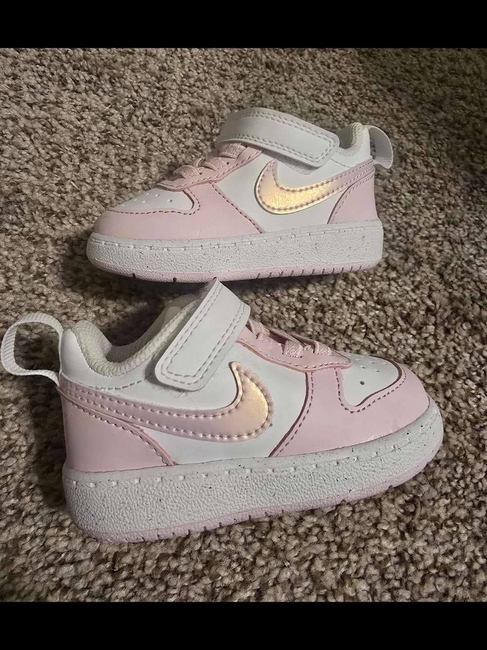Nike Kids' Pink and White Velcro Sneakers
